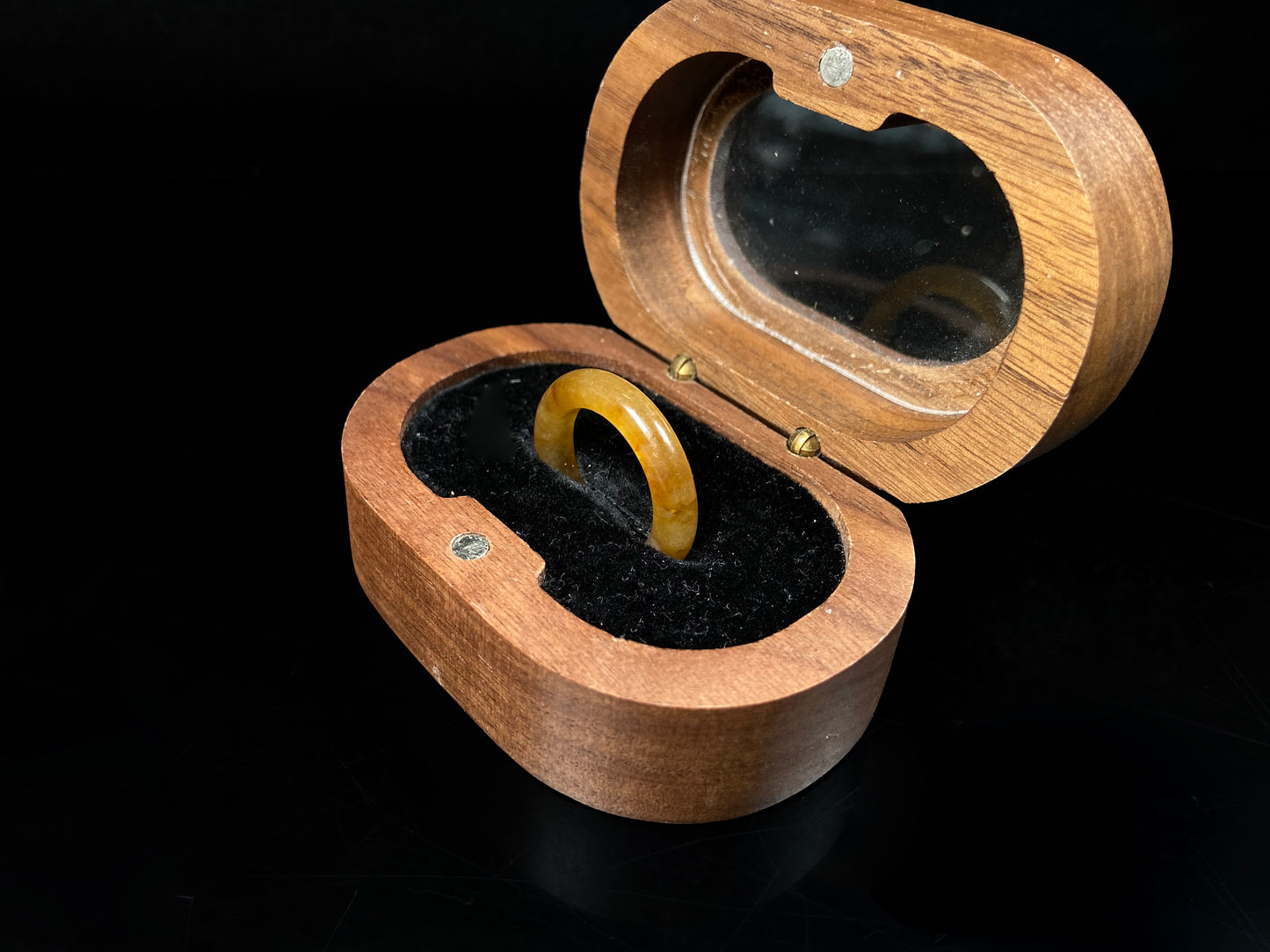A golden amber glow jadeite ring.