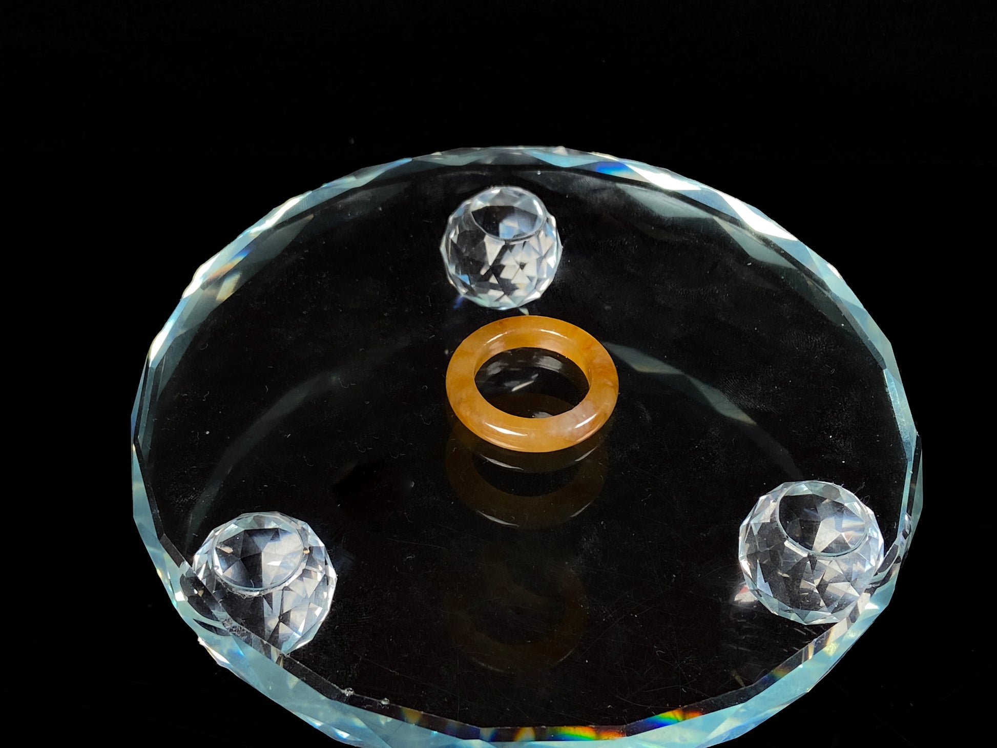 A golden amber glow jadeite ring.