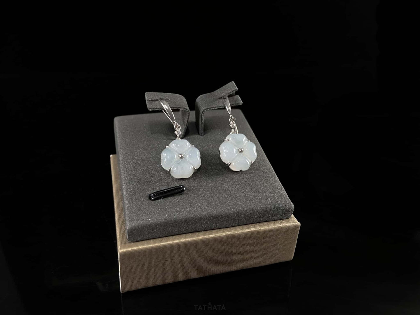 Mist Ice Four-leaf Clover · Natural Burmese Jadeite Set