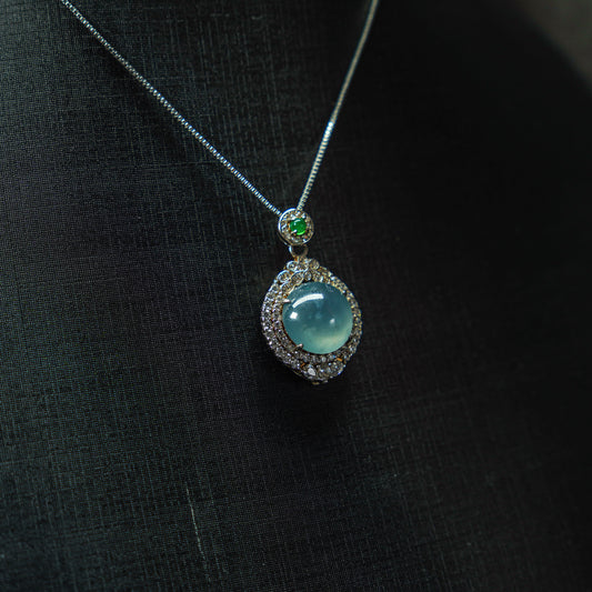Skyveil Realm – Blue Glassy Jadeite Pendant