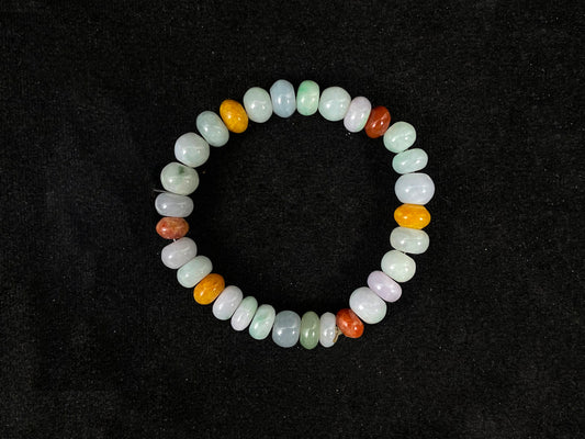 Beaded bracelet with multicolored beads on a black background