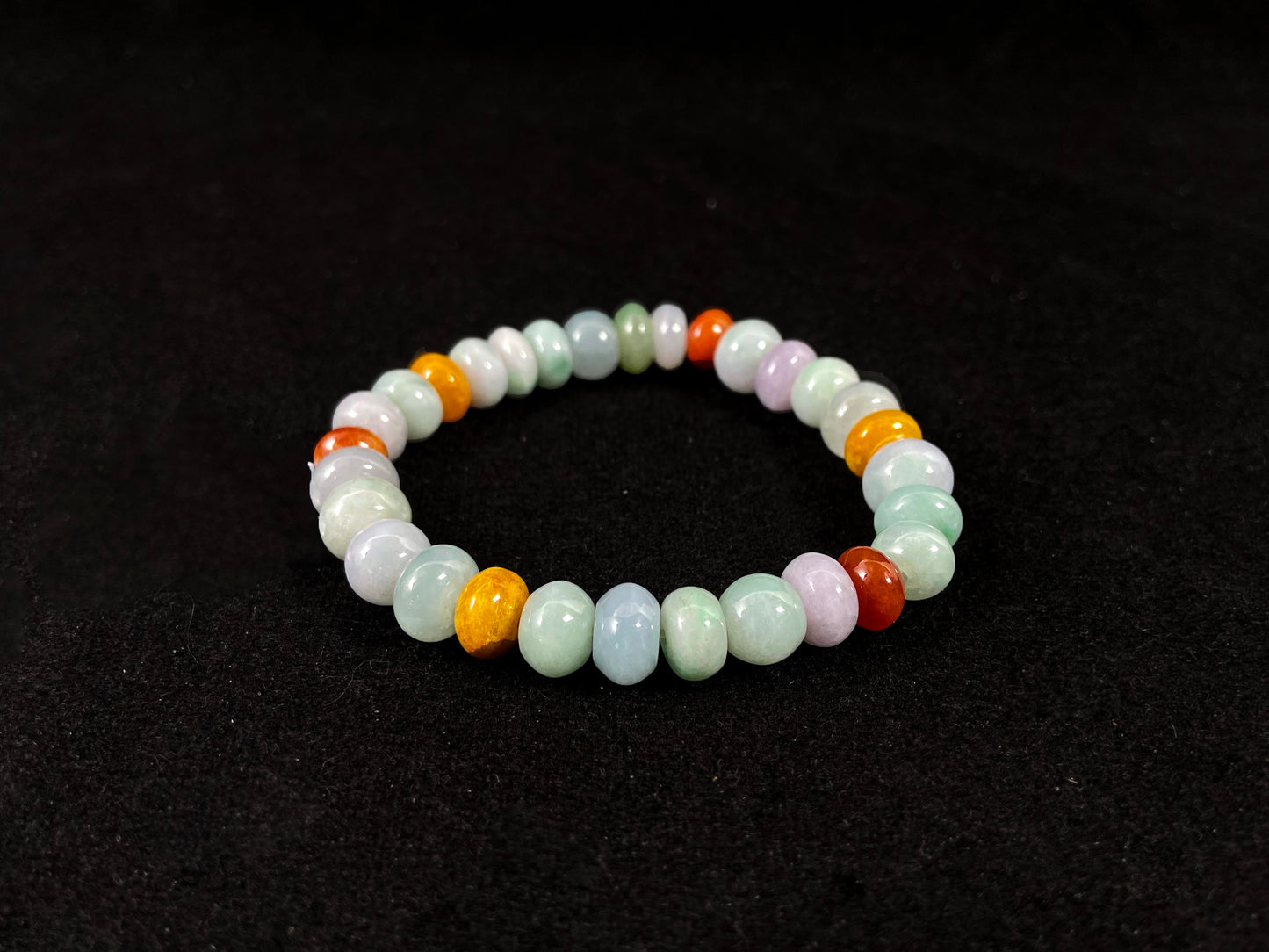 Colorful Sunrise Radiance Jadeite Bracelet Positive Energy · Natural Burmese Jadeite Beads Bracelet