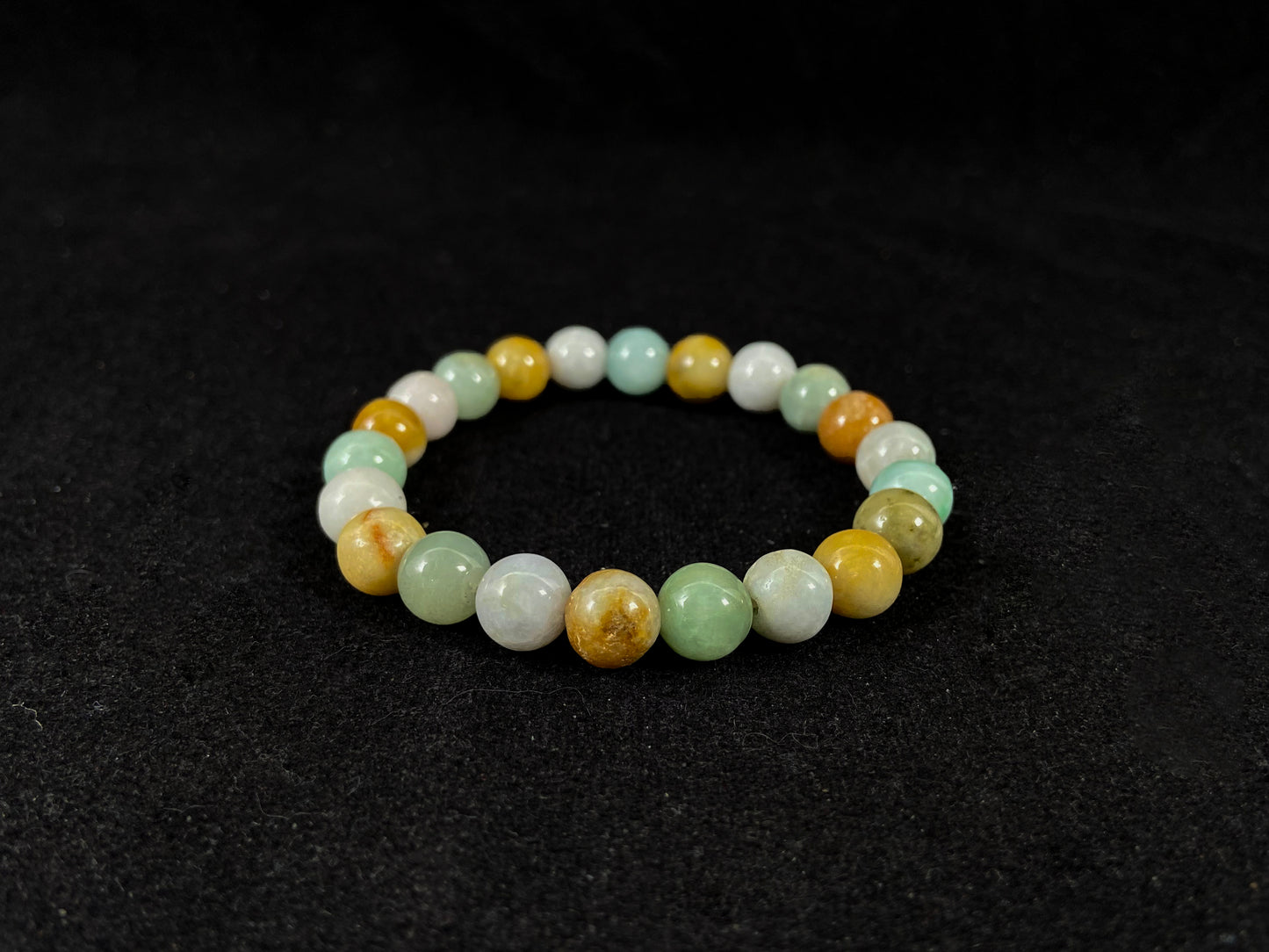 Multicolor Jadeite Prosperity Balanced Energy · Natural Burmese Jadeite Beads Bracelet