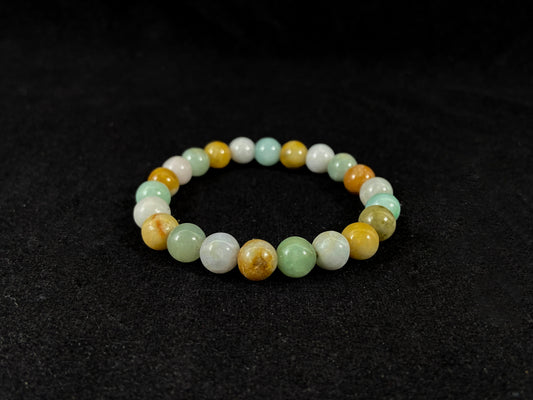 Multicolor Jadeite Prosperity Balanced Energy · Natural Burmese Jadeite Beads Bracelet