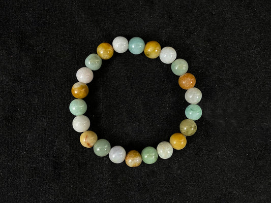 Multicolor Jadeite Prosperity Balanced Energy · Natural Burmese Jadeite Beads Bracelet