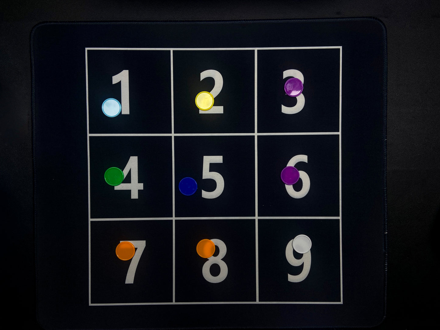 Grid with numbers 1 to 9 on a dark background