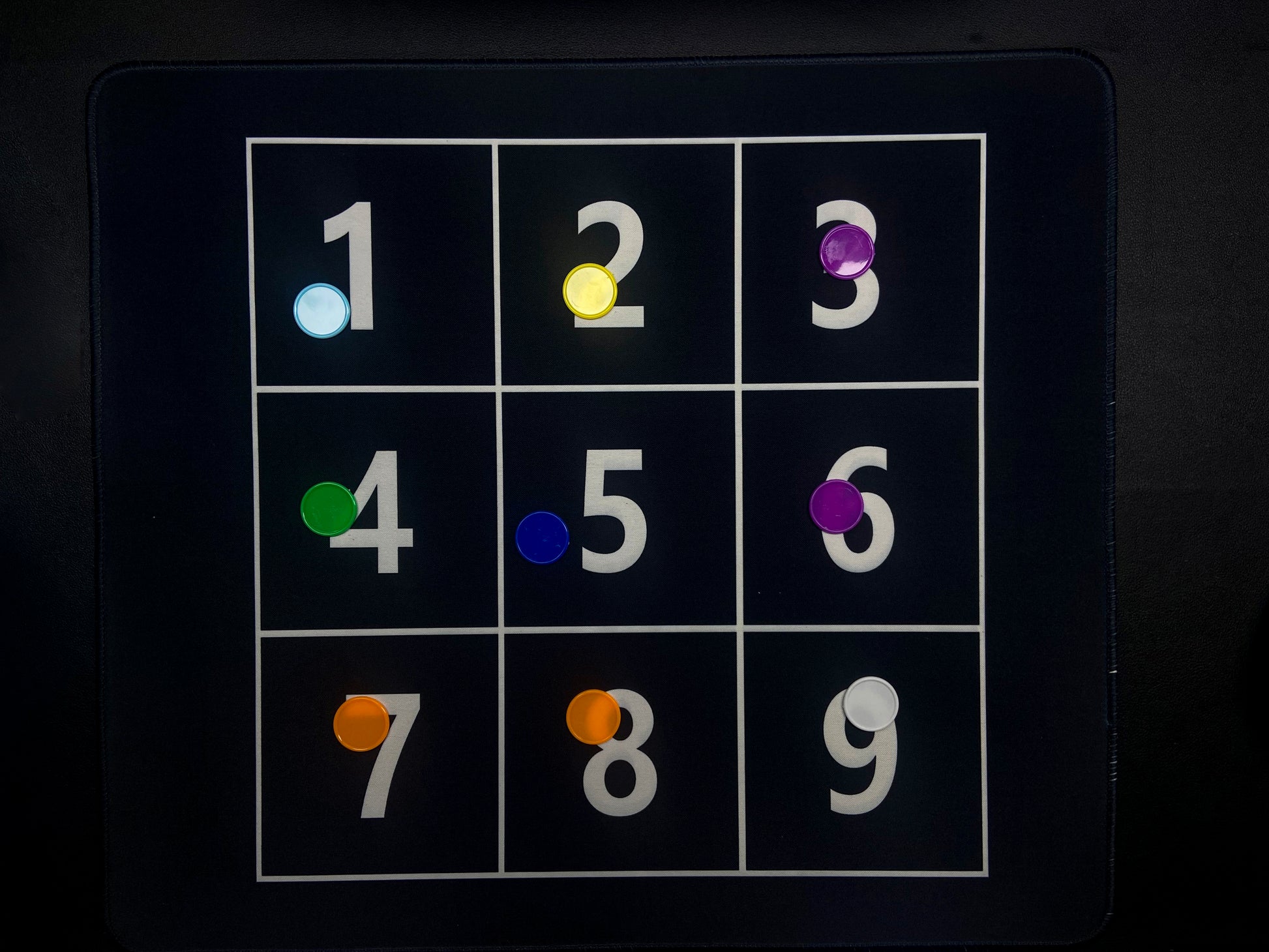 Grid with numbers 1 to 9 on a dark background