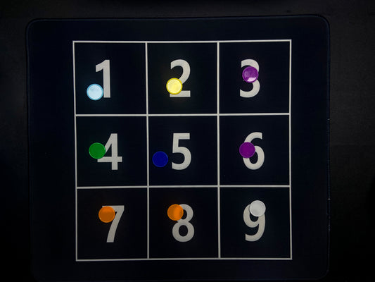 Grid with numbers 1 to 9 on a dark background