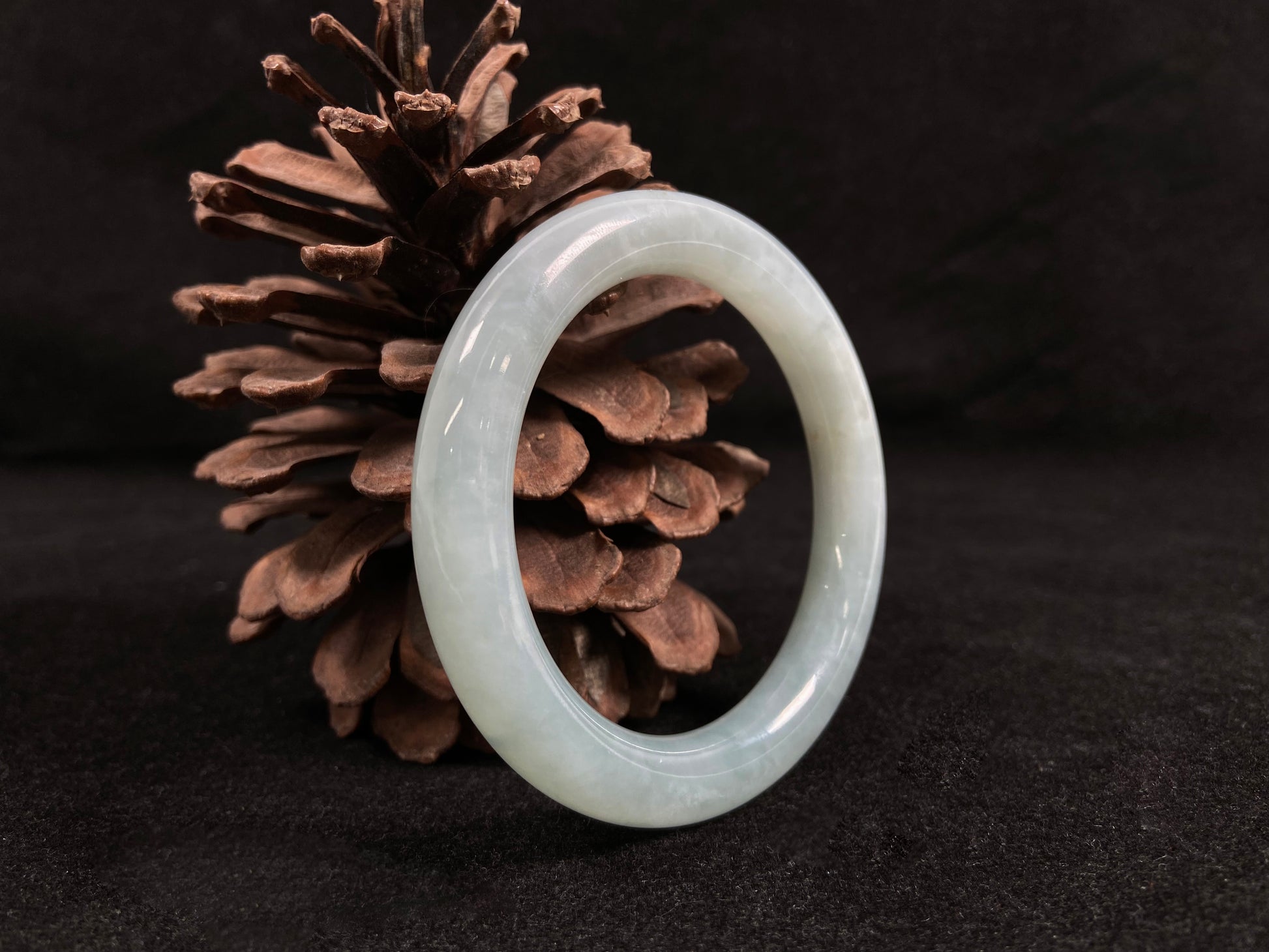 A white ice jadeite bangle.