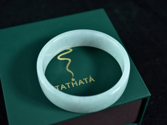 Still Geometry · Wide Square Jadeite Bangle (53mm)
