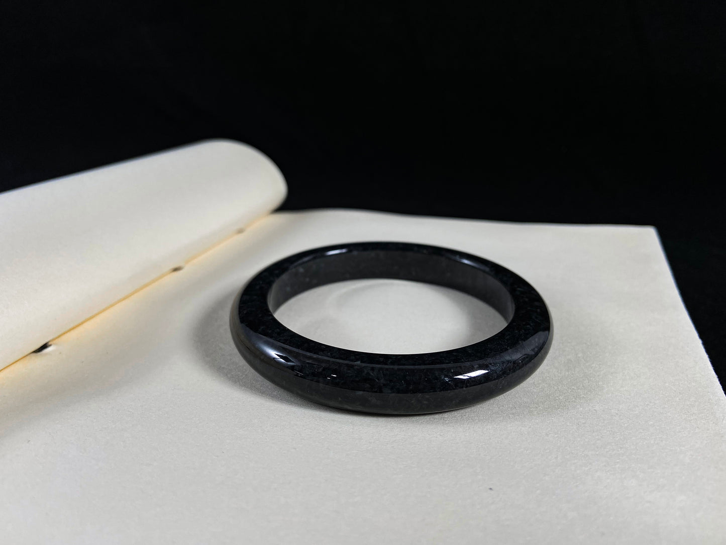 Mysterious Smoke Jade Bangle Enigmatic Charm · Nature Burmese Jadeite Bangle (57mm)