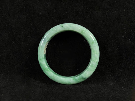 Apple green Natural Jadeite Bracelet with Floral Patterns, Peace and Smoothness
