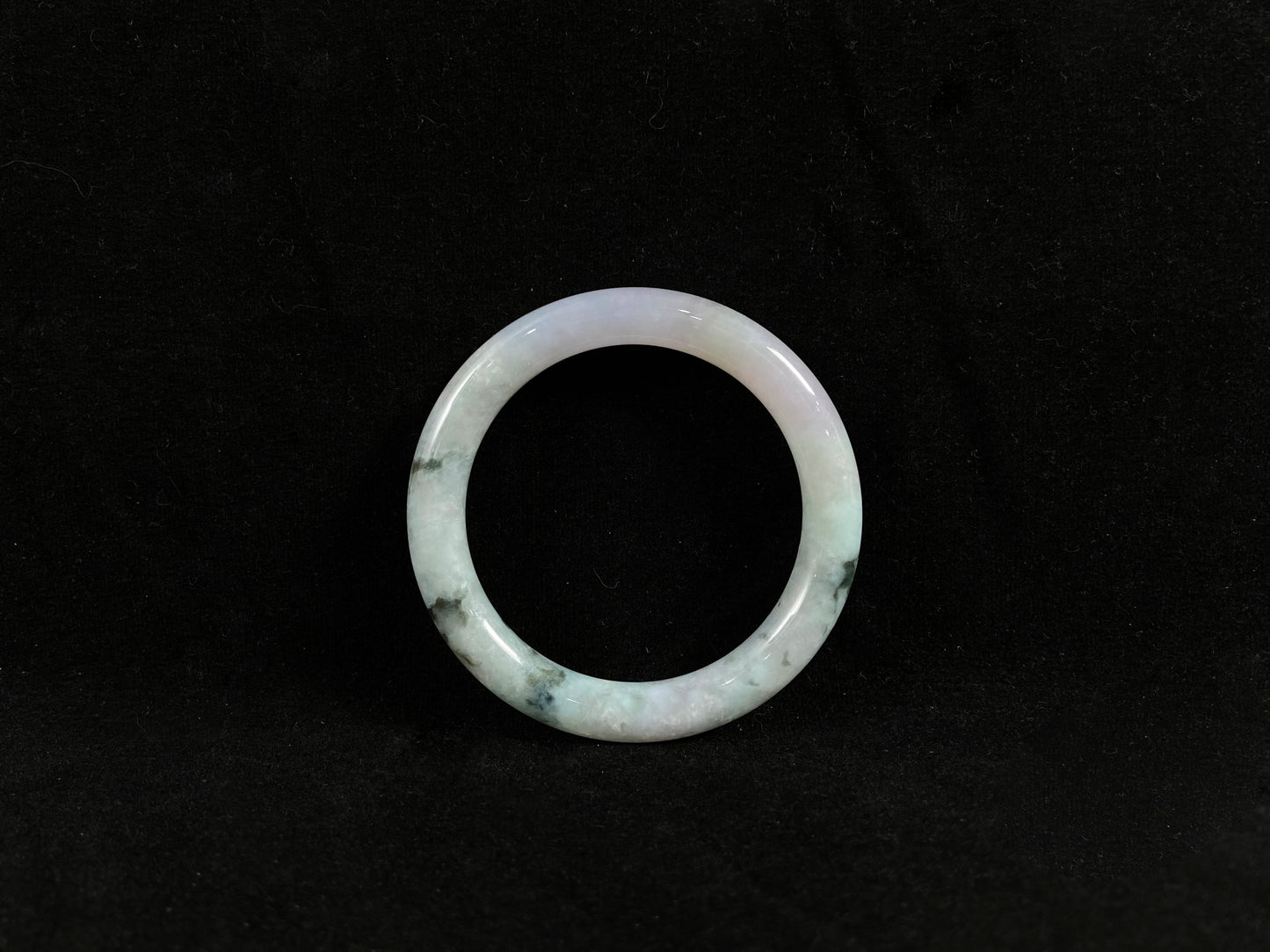 Glistening Green Snowflakes · Natural Burmese Jadeite Bangle (55mm)