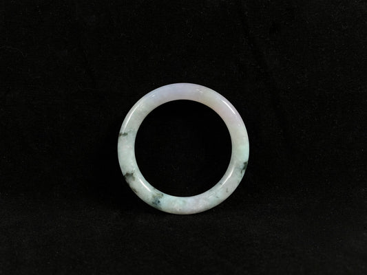 Glistening Green Snowflakes · Natural Burmese Jadeite Bangle (55mm)