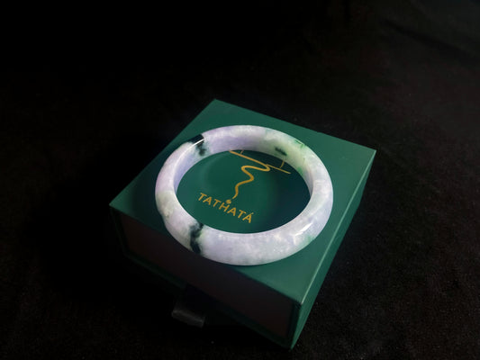 Ink Landscape · Jadeite Bangle with Floating Green (57mm)