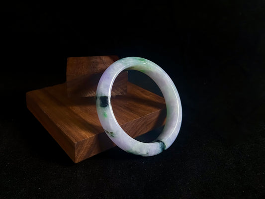 Ink Landscape · Jadeite Bangle with Floating Green (57mm)