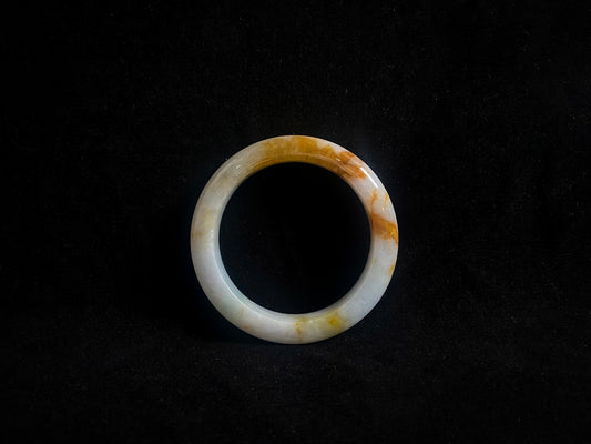Golden Dawn · Jadeite Peace Bangle with Yellow Accent (54mm)