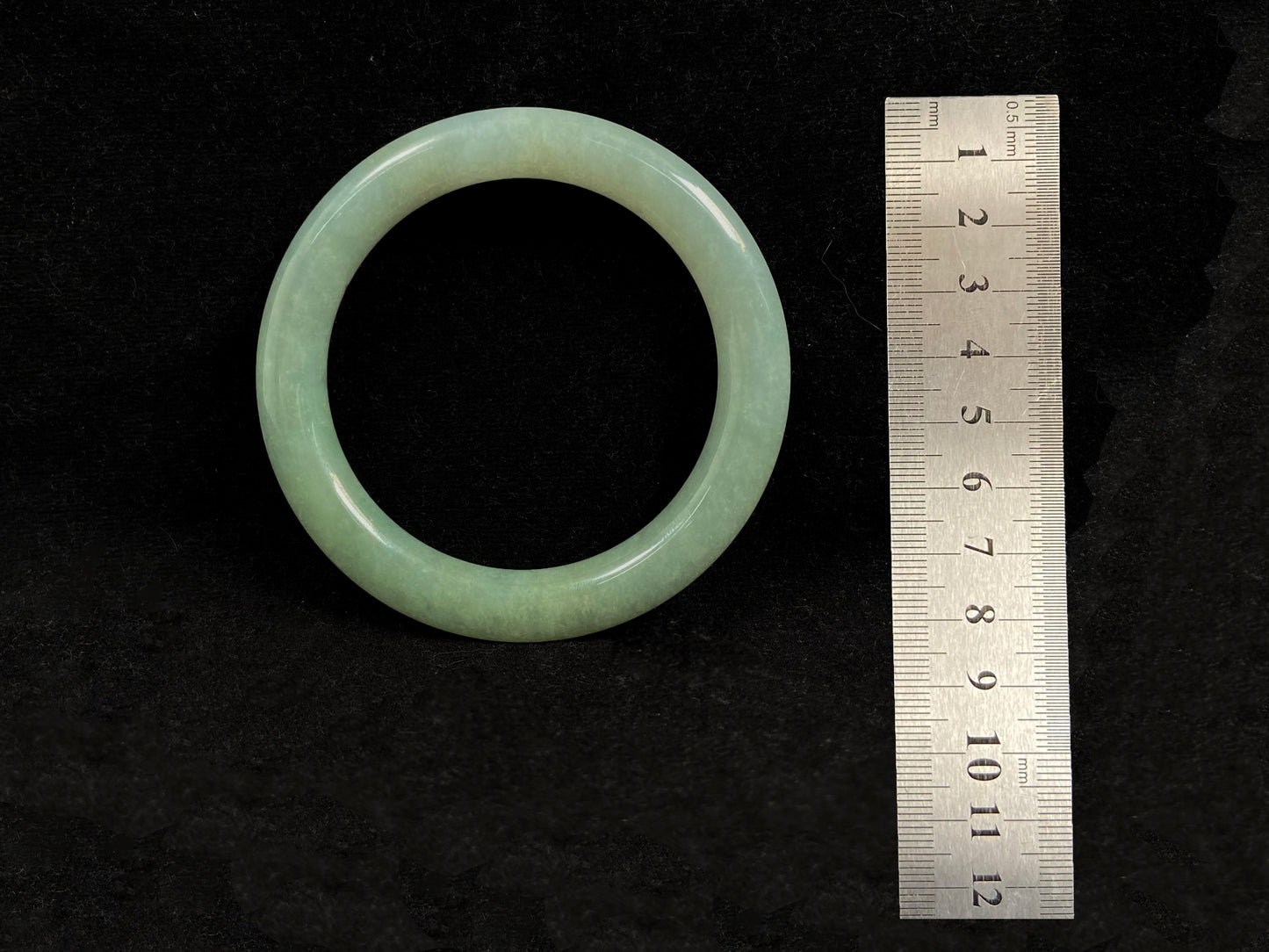 Ethereal Frosted Mint · Nature Burmese Jadeite Bangle (58mm)