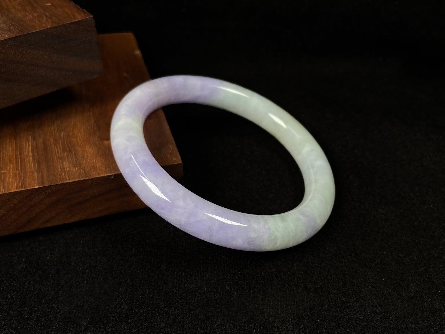 Half green half purple jadeite Bangle