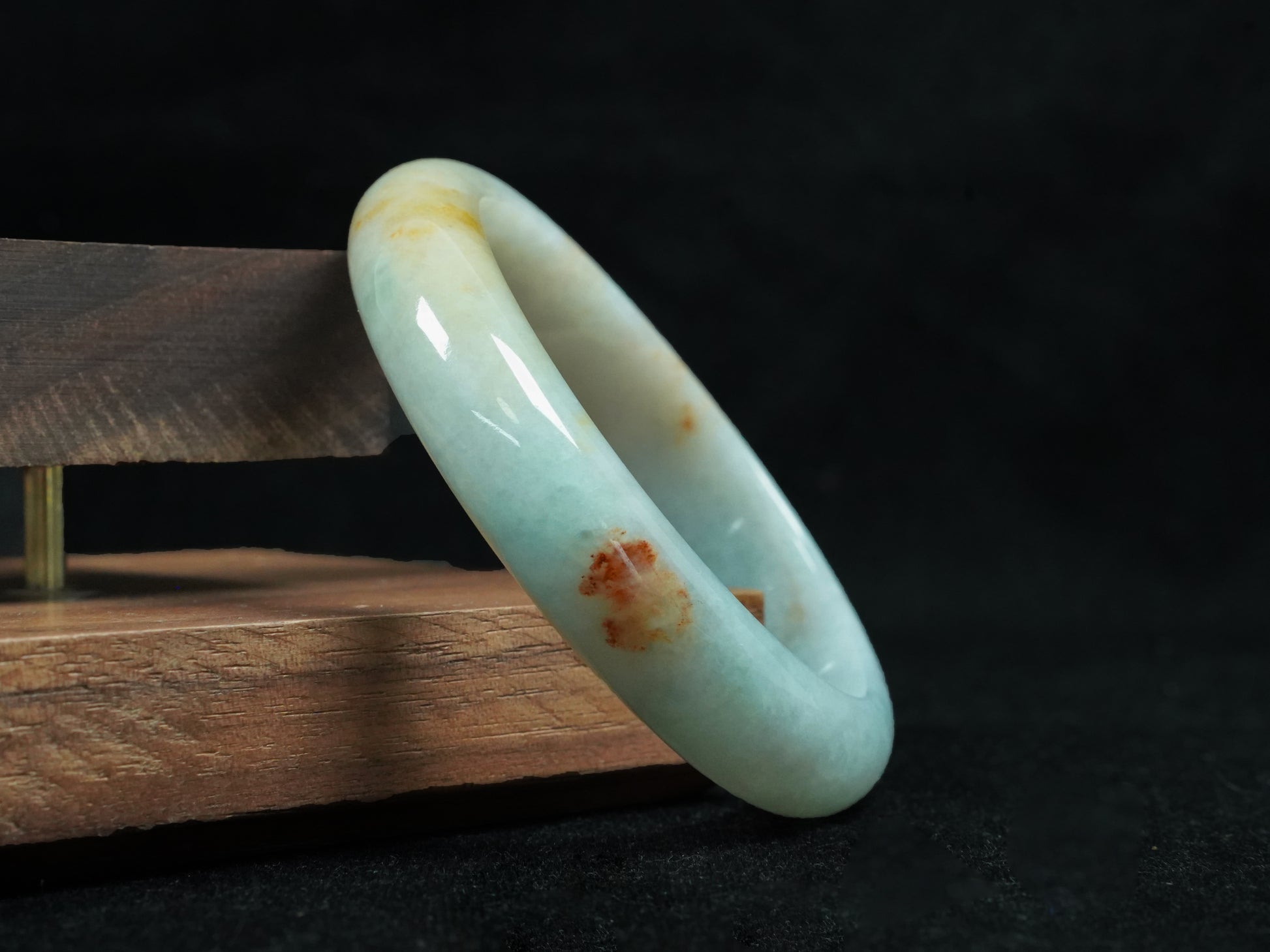 Tri-color jadeite bangle.
