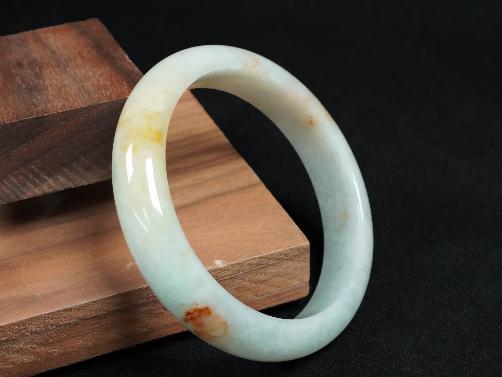 Tri-color jadeite bangle.