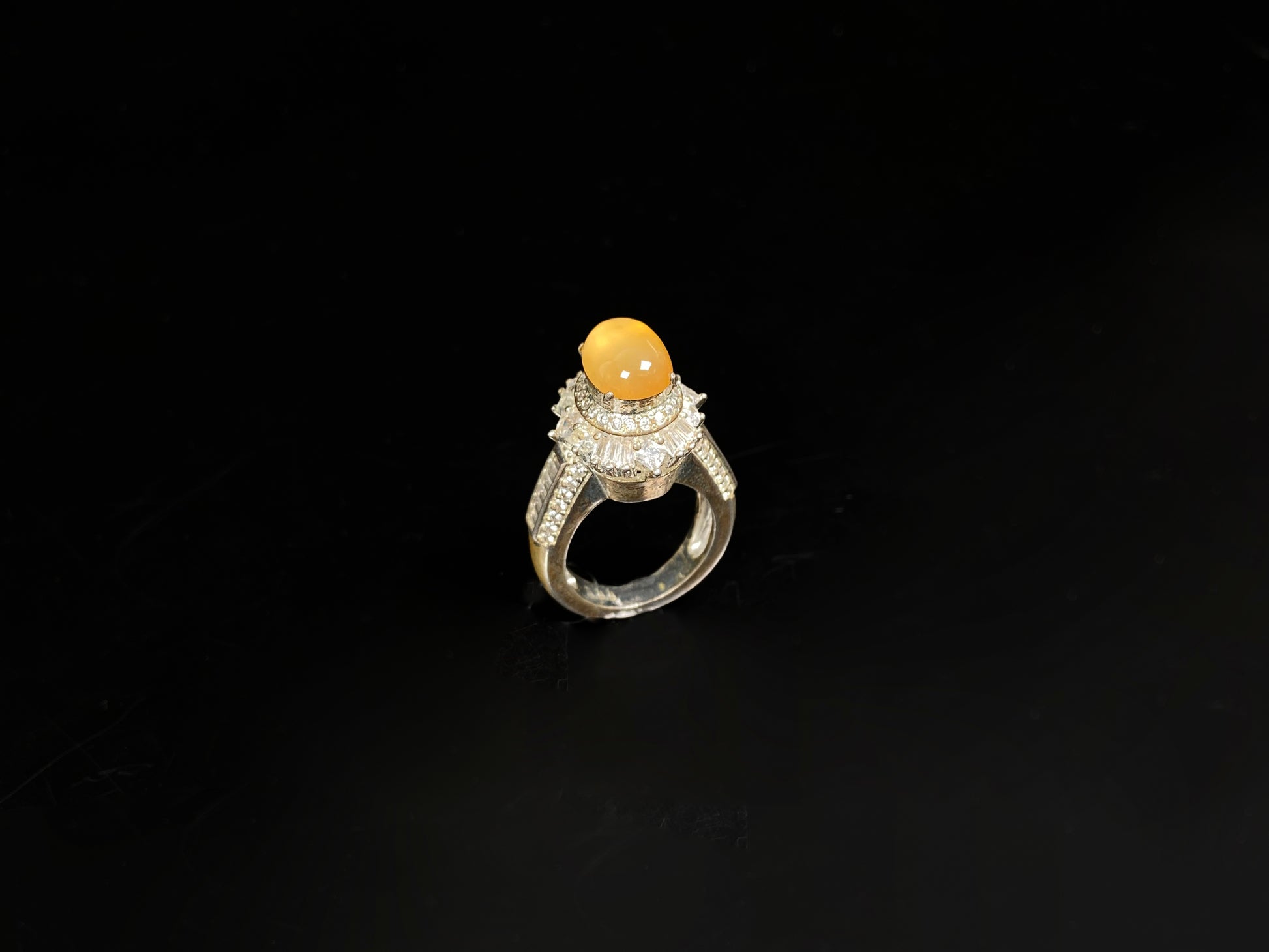 A warm imperial amber jadeite ring.