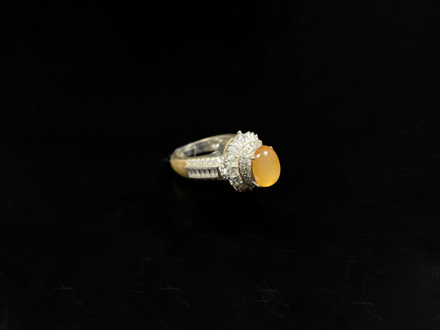 A warm imperial amber jadeite ring.