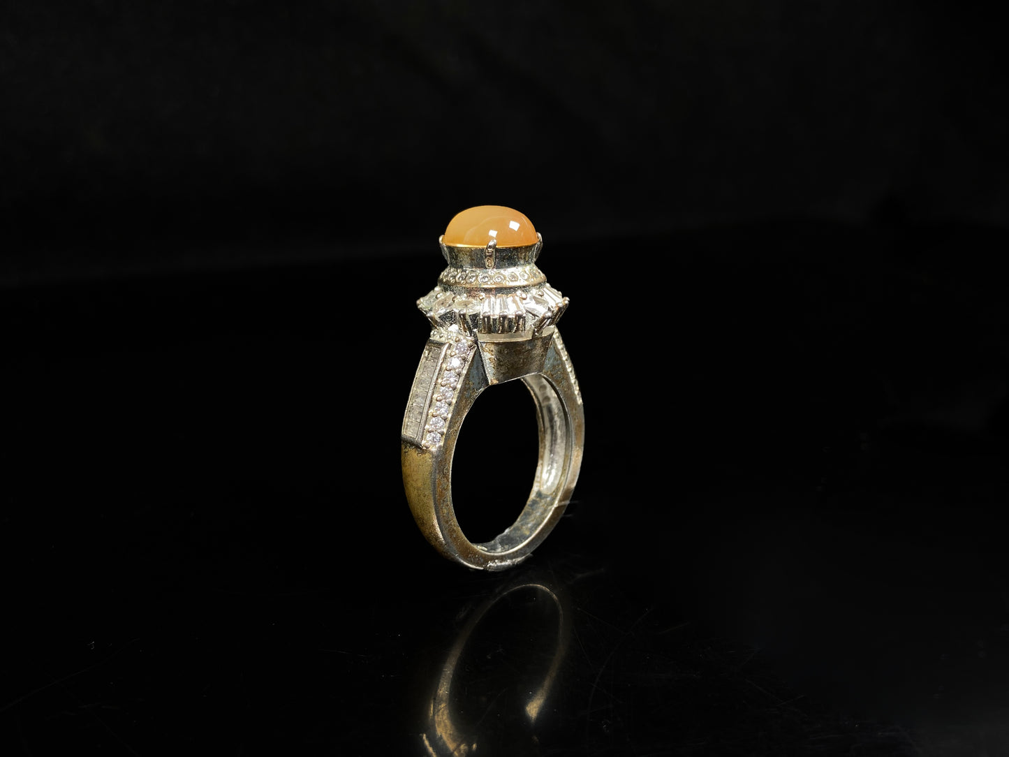 A warm imperial amber jadeite ring.