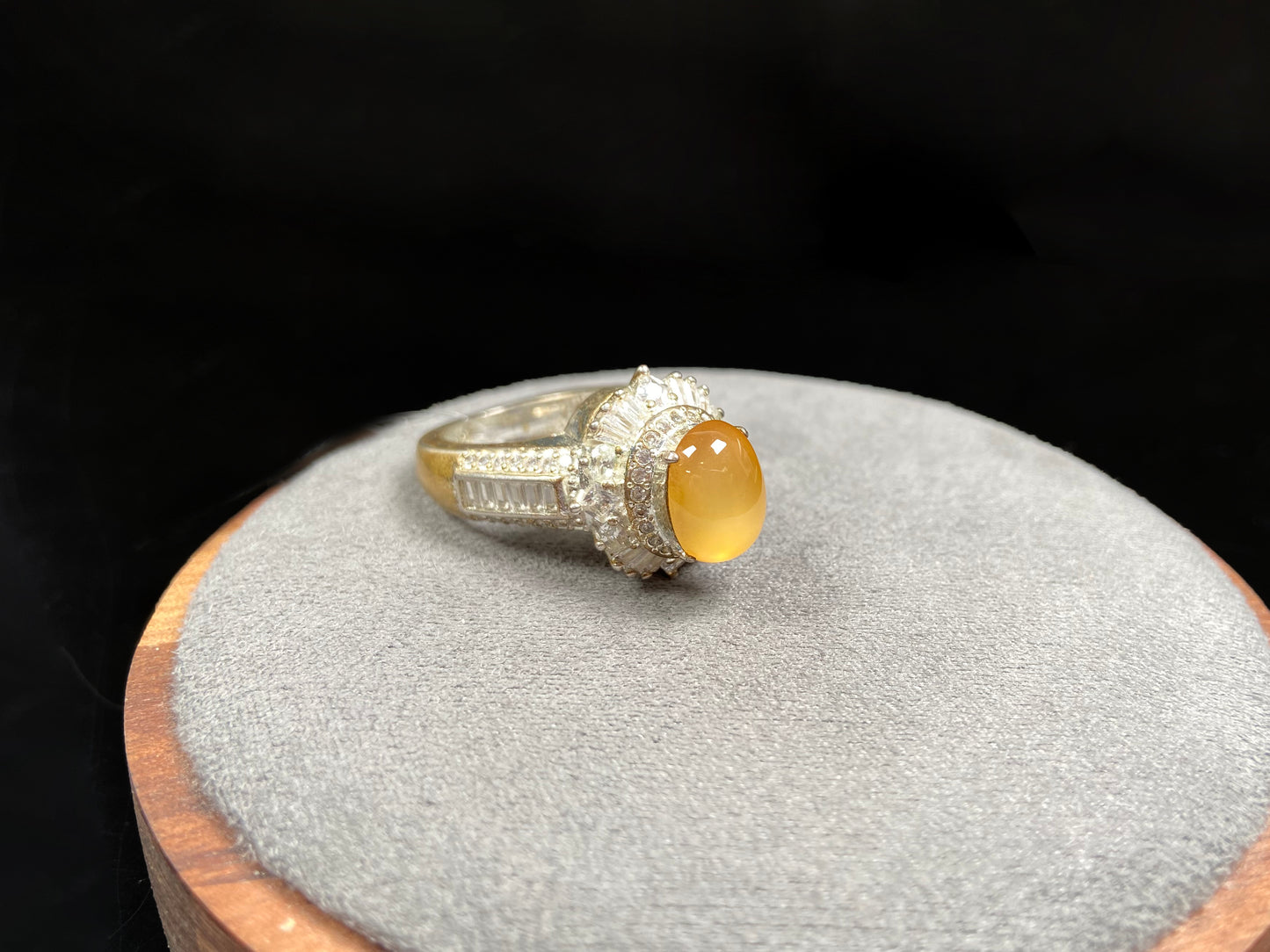 A warm imperial amber jadeite ring.