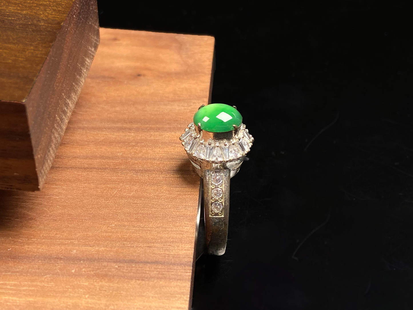 A enchanting imperial green jadeite ring.