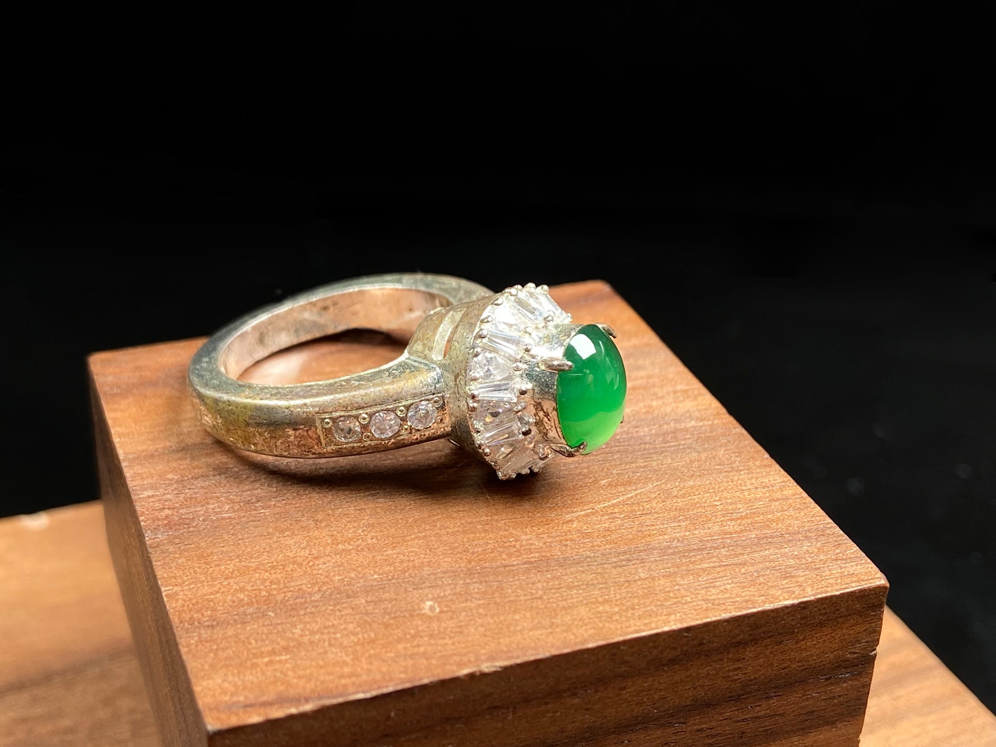 A enchanting imperial green jadeite ring.