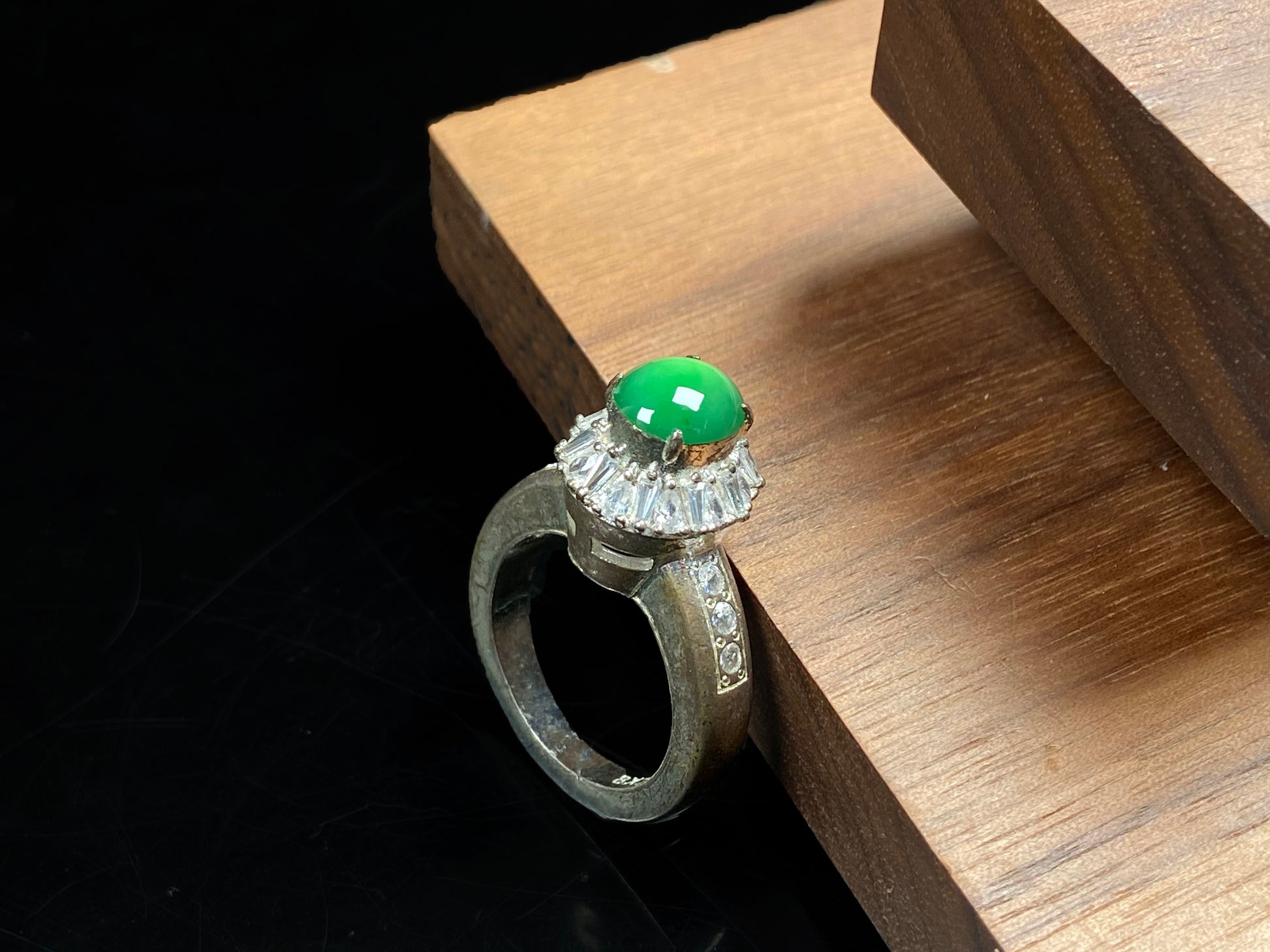 A enchanting imperial green jadeite ring.