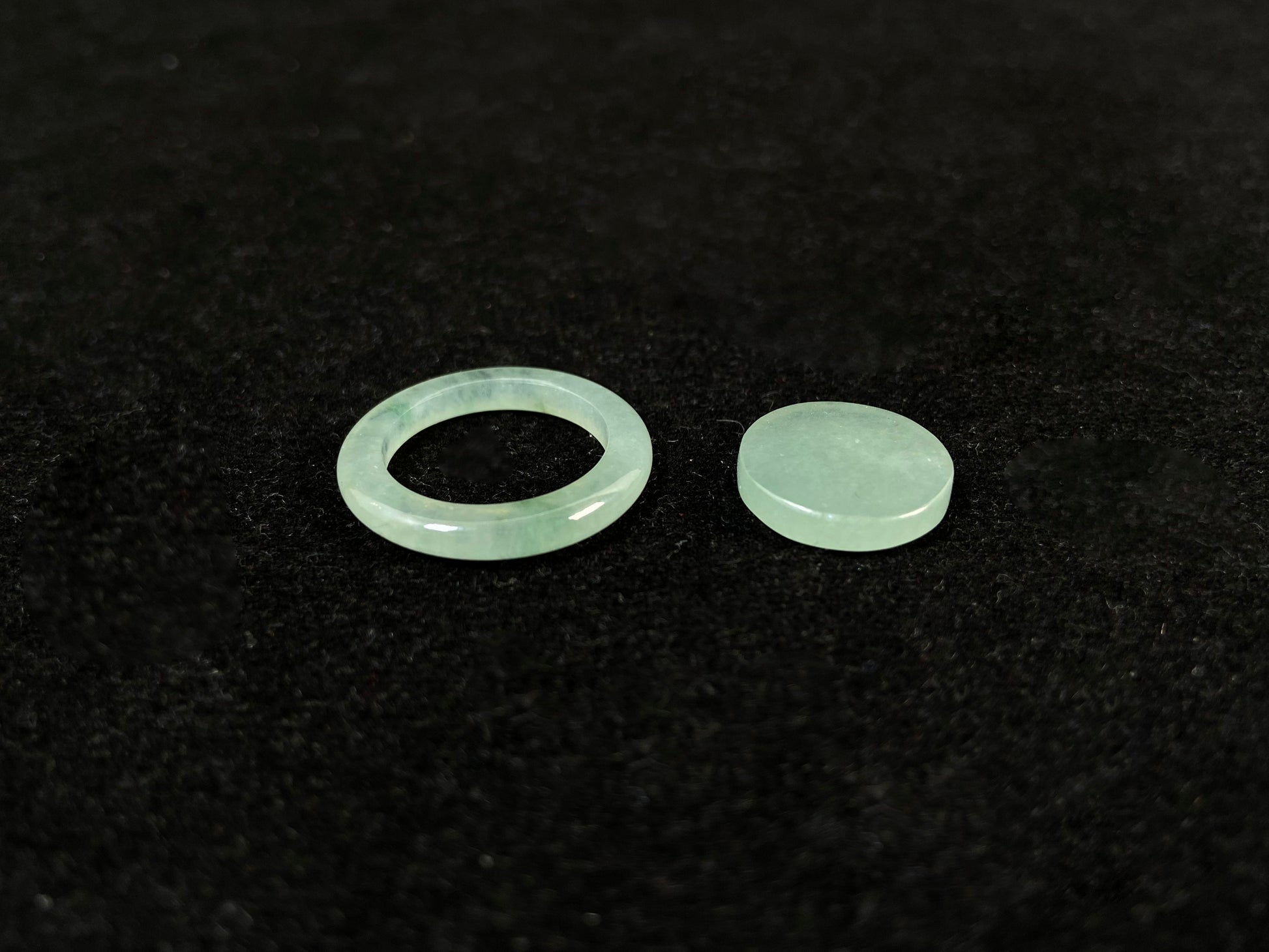 Translucent light green mother-child clasp.