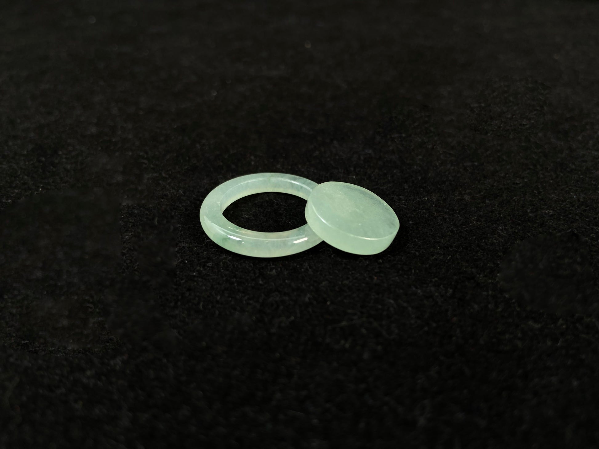 Translucent light green mother-child clasp.