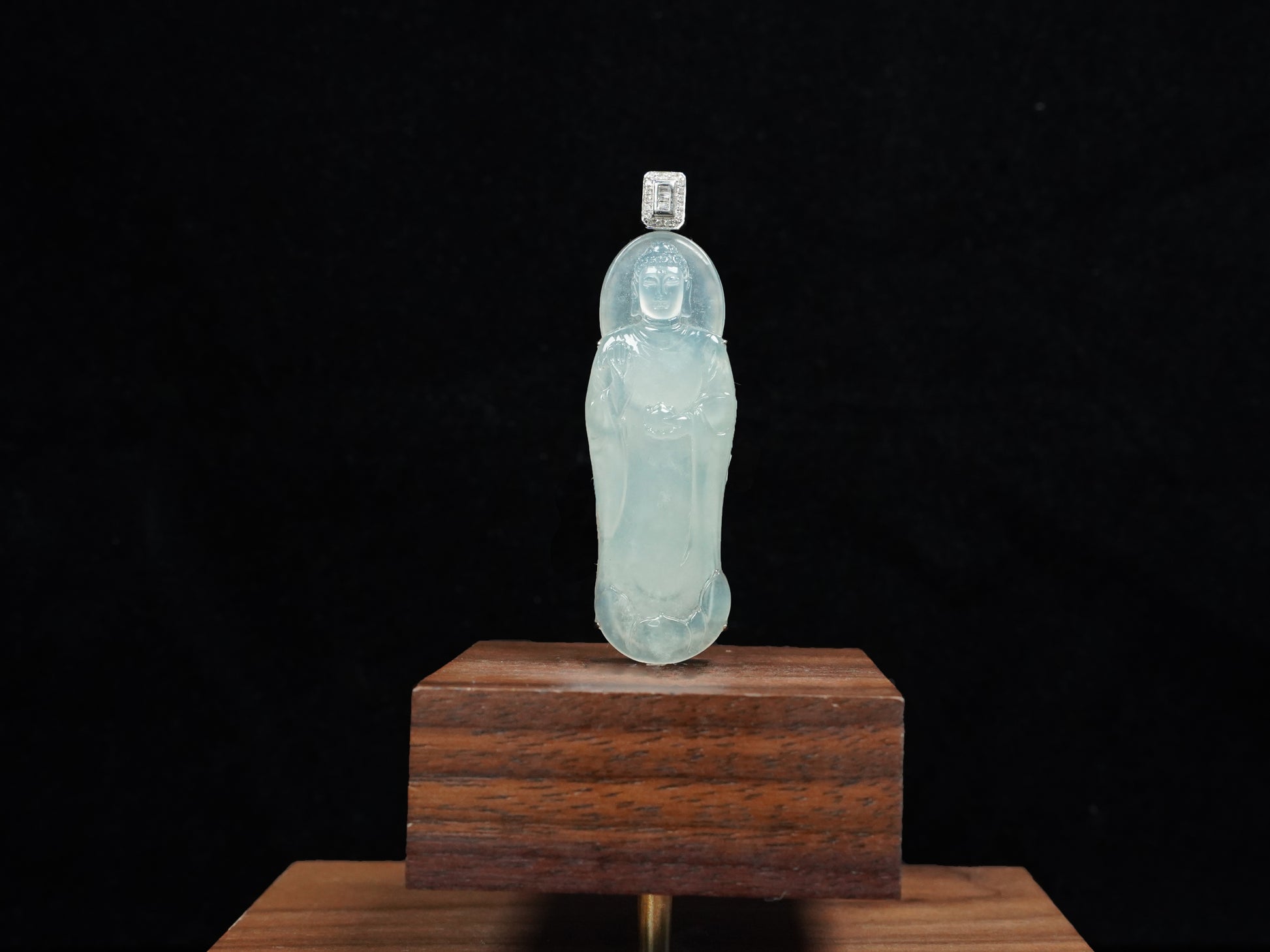 A Icy Pale Green Guanyin Loose Jadeite.