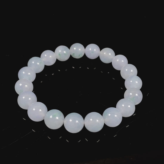 A icy soft lilac moss jadeite beads bracelet.