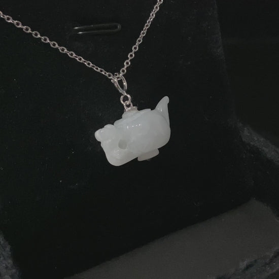 Dreamy White Peace Teapot · Nature Burmese Jadeite Pendant