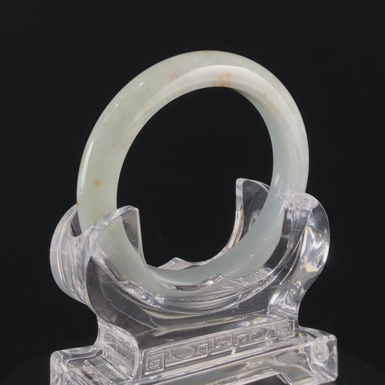 Golden Spots Beneath The Mist · Nature Burmese Jadeite Peace Bangle