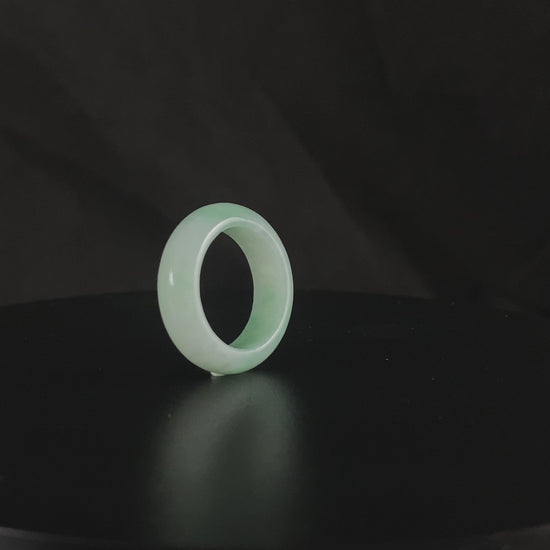 Pale Mist Green · Nature Burmese Jadeite Ring