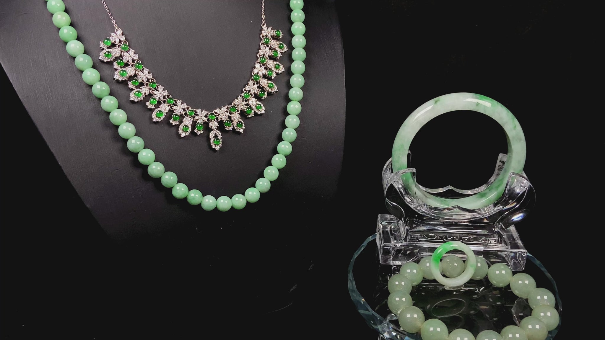 A set of fresh spring green jadeite.