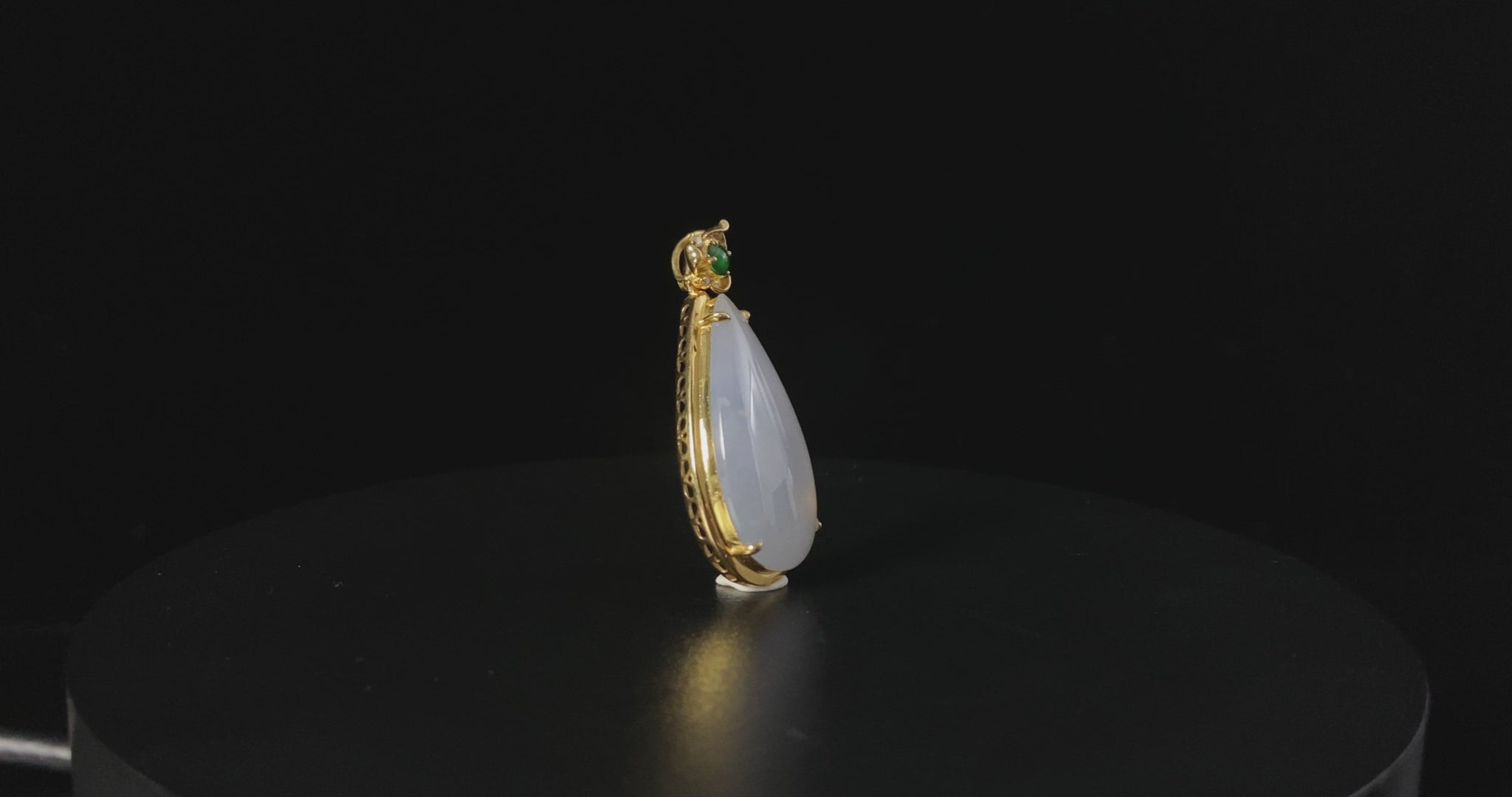 Silvery Frost Dew Drop · Nature Burmese Jadeite Pendant