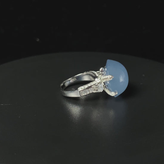 Luxury Collection 🩵 Ethereal Sky Blue Cabochon · Nature Burmese Jadeite Ring