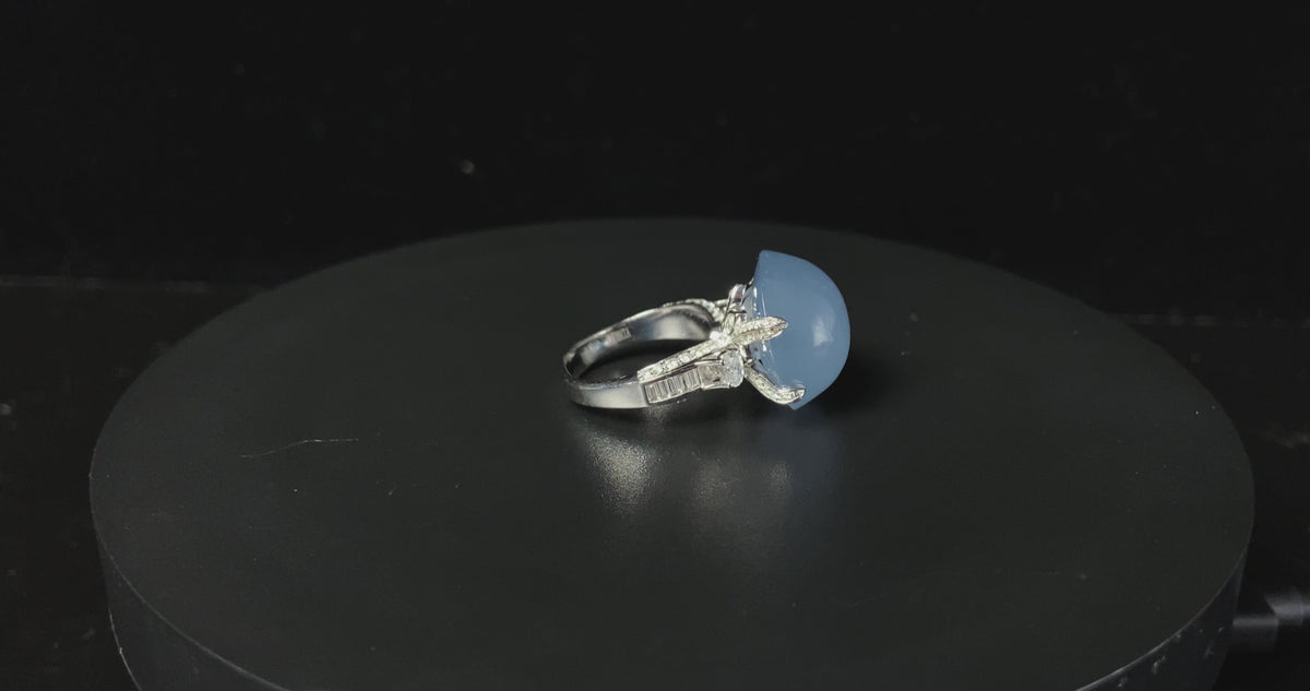 Luxury Collection 🩵 Ethereal Sky Blue Cabochon · Nature Burmese Jadeite Ring