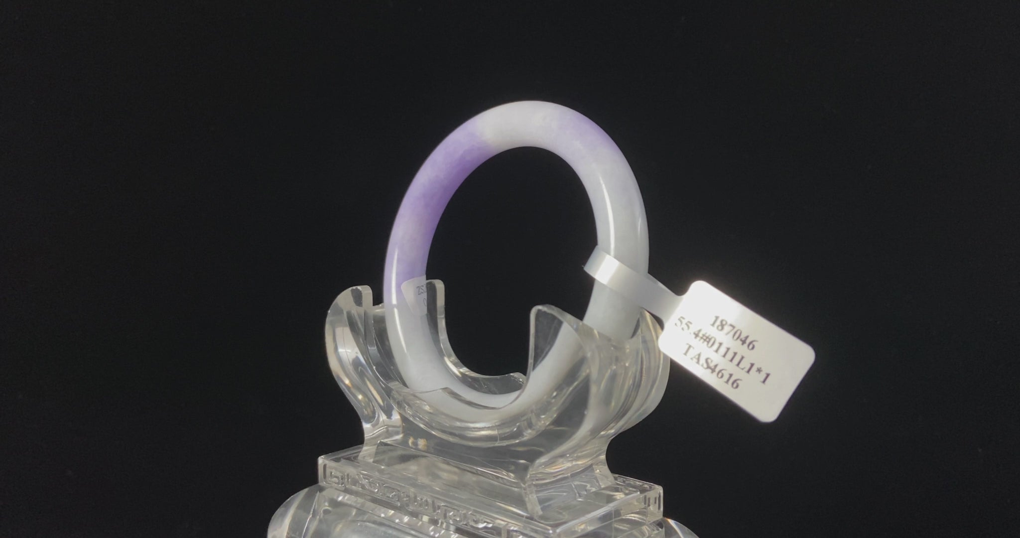 Violet Wing | Pale Wisteria Frost · Nature Burmese Jadeite Round Bangle