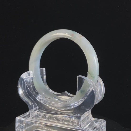 Misty Milky Multi‑Fleck · Nature Burmese Jadeite Peace Bangle