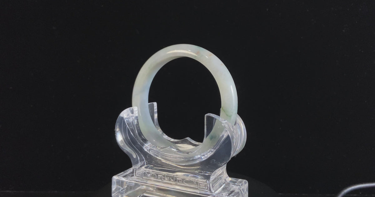 Misty Milky Multi‑Fleck · Nature Burmese Jadeite Peace Bangle