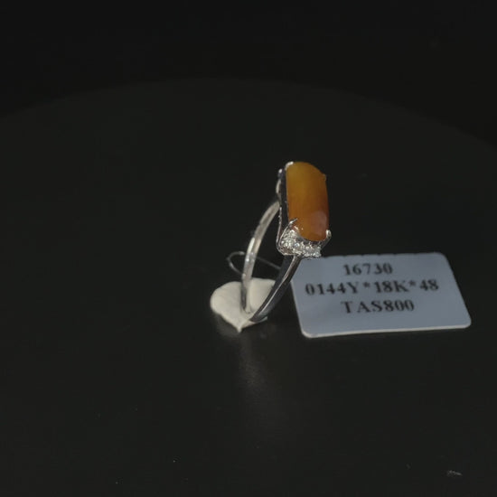 Sunset Amber · Nature Burmese Jadeite Ring (16mm)