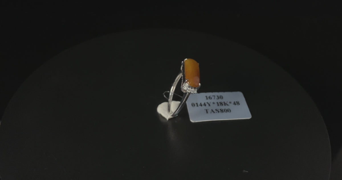 Sunset Amber · Nature Burmese Jadeite Ring (16mm)