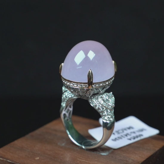 A lilac blush icy glow jadeite ring.