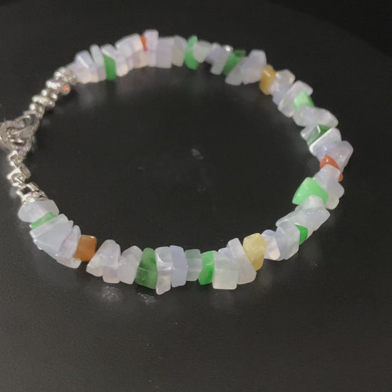 A cloud rainbow chip jadeite beads bracelet.